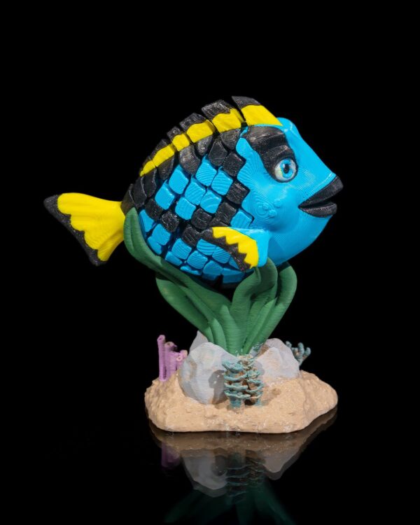 Flexi Dolores, The Blue Tang Fish Fidget Toy with Stand - Image 2